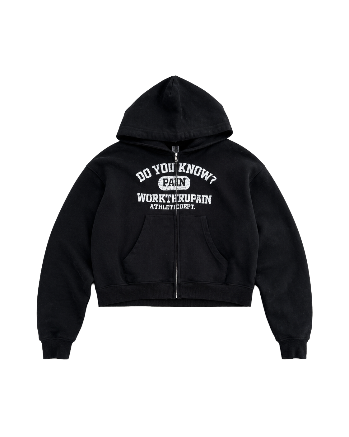 BLACK  Do You Know Pain Zip-Up Hoodie
