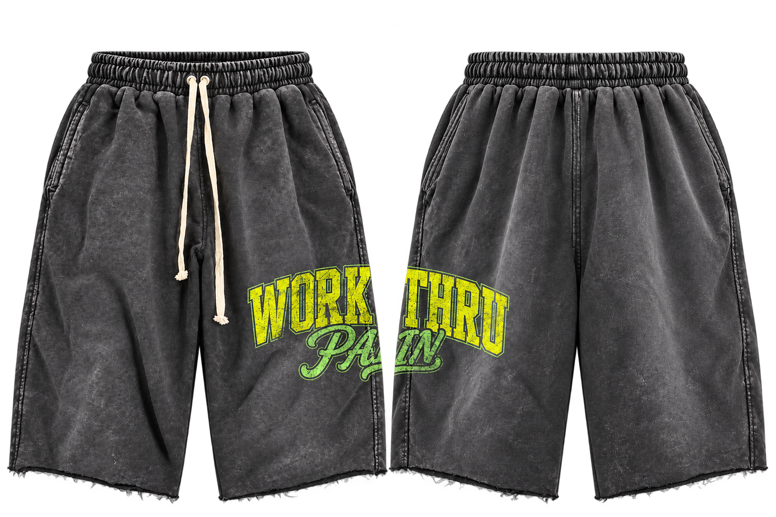 More Pain Washed Shorts — Vintage Black