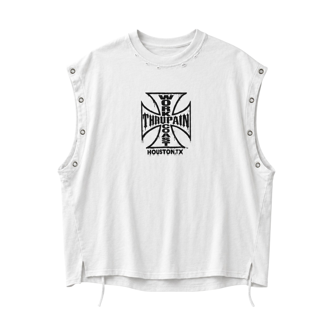 WHITE PAIN SLEEVELESS