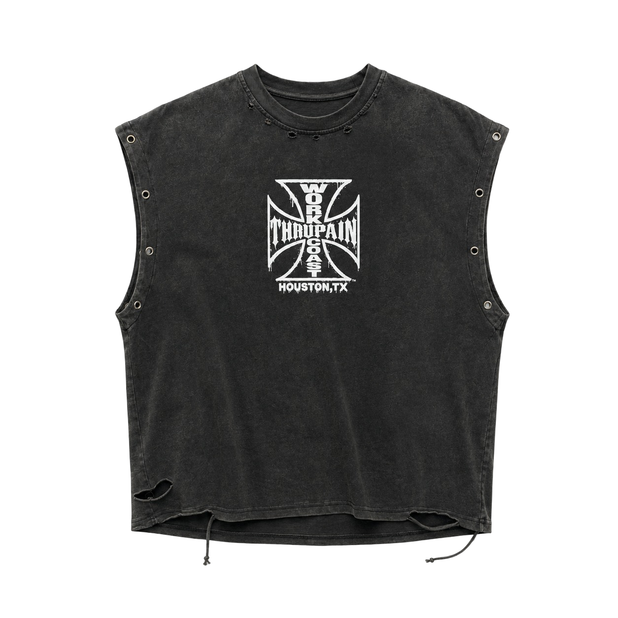 BLACK PAIN SLEEVELESS