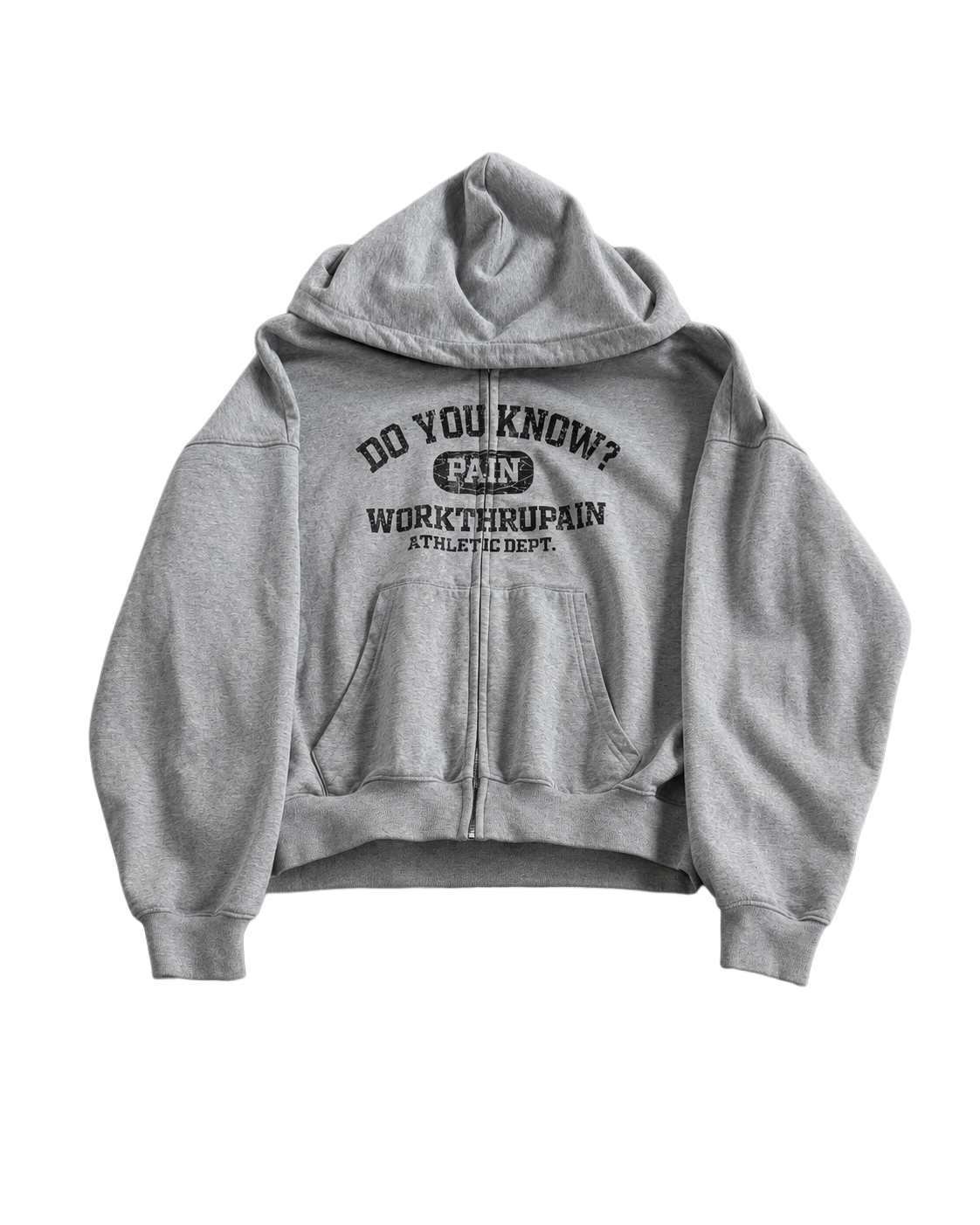 GREY Do You Know Pain Zip-Up Hoodie