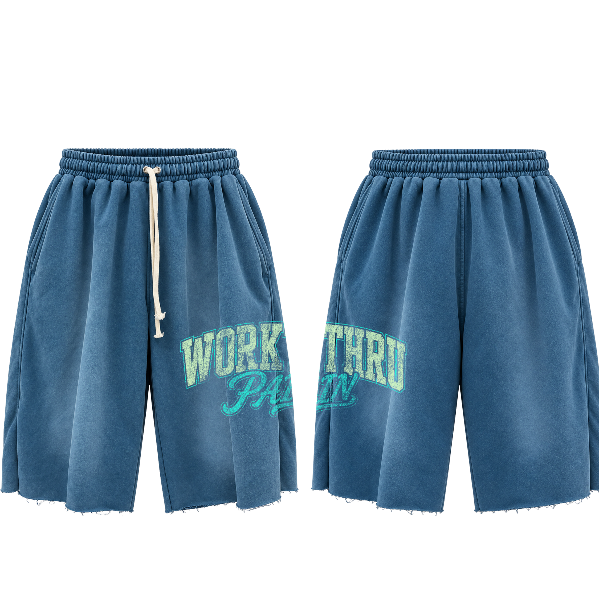 More Pain Washed Shorts — Vintage Blue